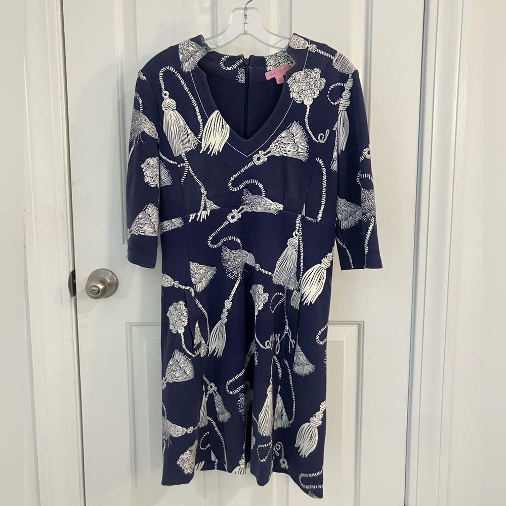 Lily Pulitzer navy and white print dress
